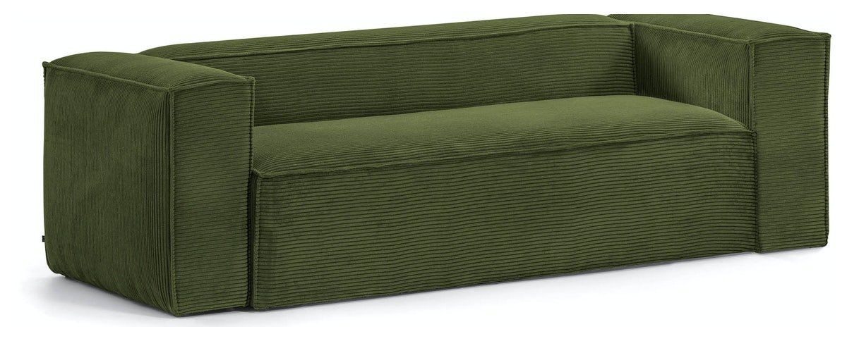 På billedet ser du variationen Blok, 3-personers sofa, Fjøjl fra brandet LaForma i en størrelse H: 69 cm. B: 240 cm. L: 100 cm. i farven Grøn