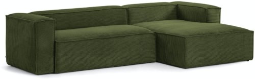 På billedet ser du variationen Blok, Sofa med chaiselong, Højrevendt, Fløjl fra brandet LaForma i en størrelse H: 69 cm. B: 300 cm. L: 174 cm. i farven Grøn