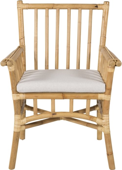 På billedet ser du variationen Cane, Udendørs stol med armlæn, bambus fra brandet Venture Design i en størrelse H: 92,5 cm. x B: 59,5 cm. x L: 68,5 cm. i farven Lysegrå/Natur