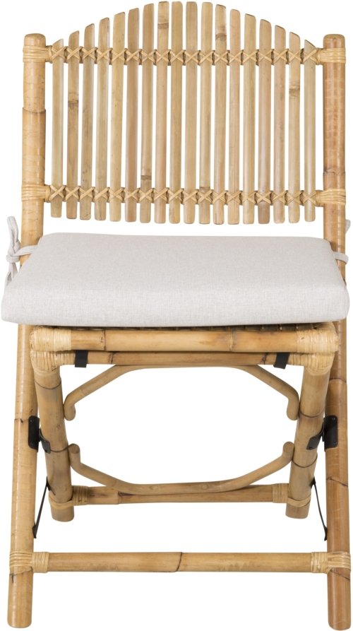 På billedet ser du variationen Cane, Udendørs spisebordsstol, bambus fra brandet Venture Design i en størrelse H: 92,5 cm. x B: 54 cm. x L: 63 cm. i farven Lysegrå/Natur