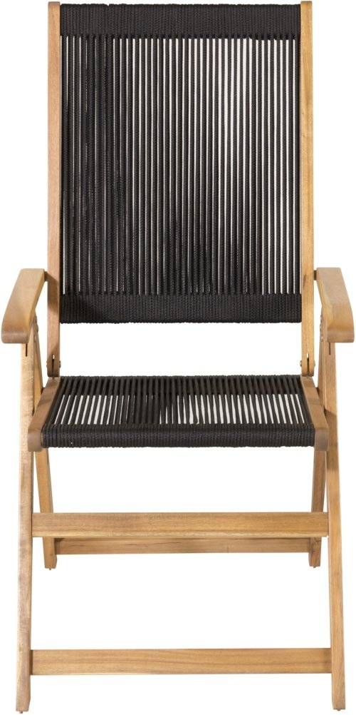 På billedet ser du variationen Little, Udendørs stol med armlæn fra brandet Venture Design i en størrelse H: 106 cm. x B: 56,8 cm. x L: 74 cm. i farven Sort/Natur