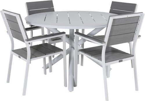 På billedet ser du variationen Levels, Udendørs spisebordsstol, aluminium fra brandet Venture Design i en størrelse H: 89 cm. x B: 57 cm. x L: 59 cm. i farven Hvid/Grå