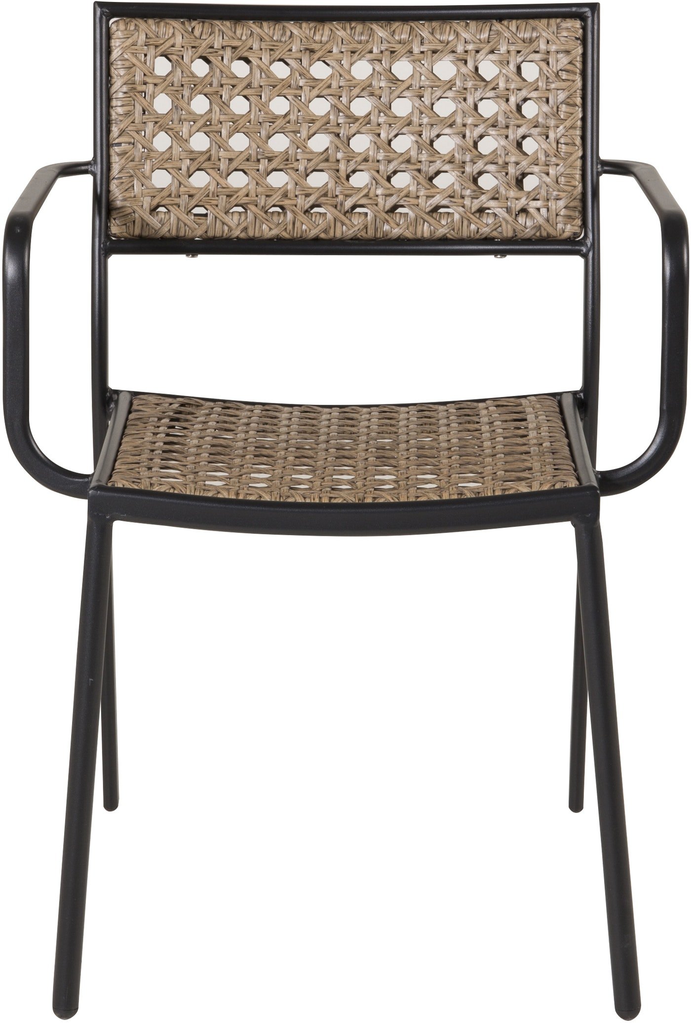 På billedet ser du Paola, Udendørs spisebordsstol, rattan fra brandet Venture Design i en størrelse H: 78 cm. x B: 56 cm. x L: 59 cm. i farven Sort/Natur