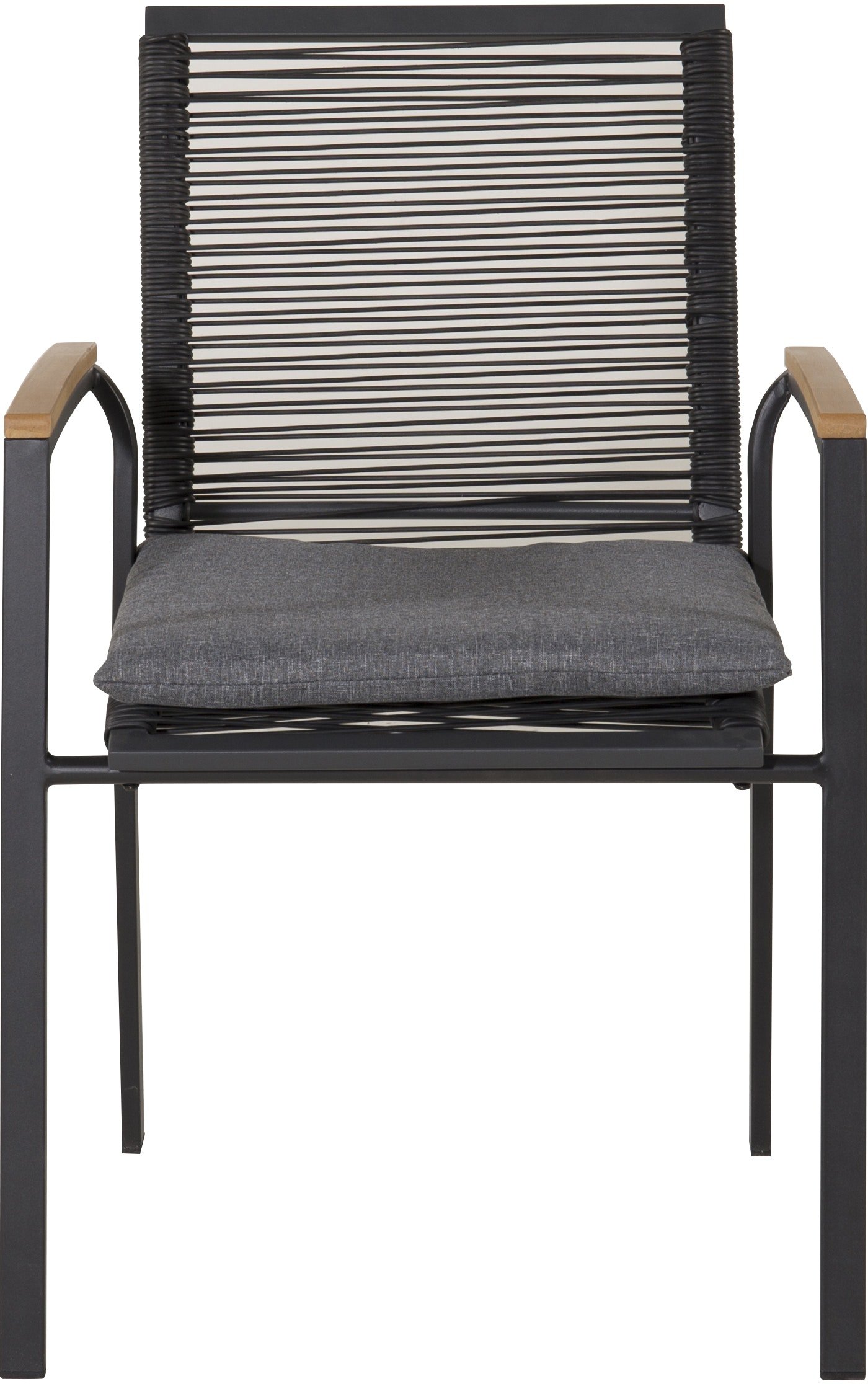 På billedet ser du Dallas, Udendørs spisebordsstol fra brandet Venture Design i en størrelse H: 83,5 cm. x B: 57 cm. x L: 63,5 cm. i farven Sort/Natur