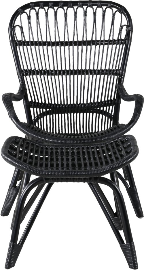 På billedet ser du variationen Ella, Udendørs hvilestol, rattan fra brandet Venture Design i en størrelse H: 95 cm. x B: 66 cm. x L: 131 cm. i farven Sort/Fløde