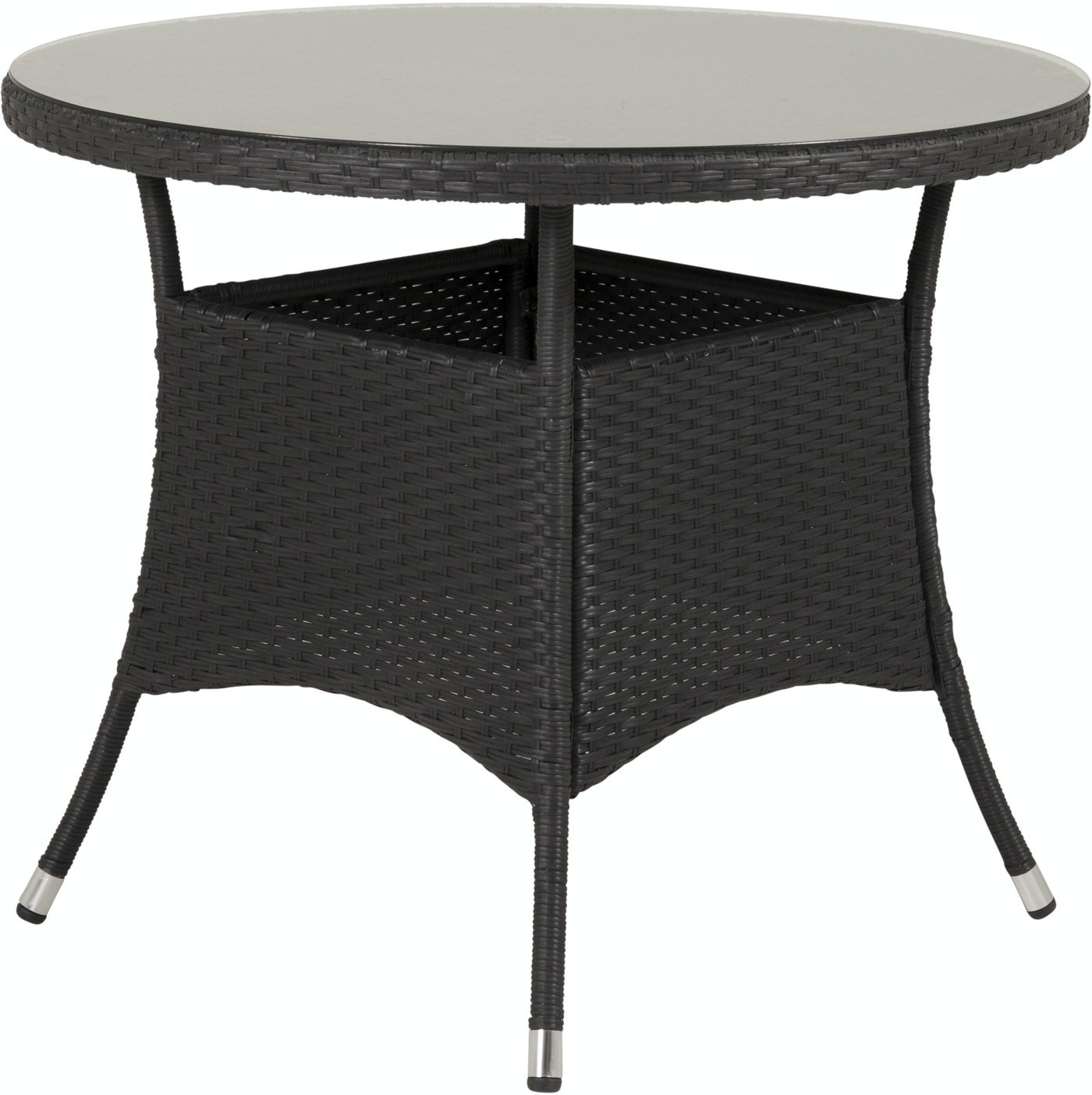På billedet ser du Volta, Udendørs spisebord, aluminium fra brandet Venture Design i en størrelse D: 90 cm. x H: 74 cm. x D: 74 cm. i farven Sort