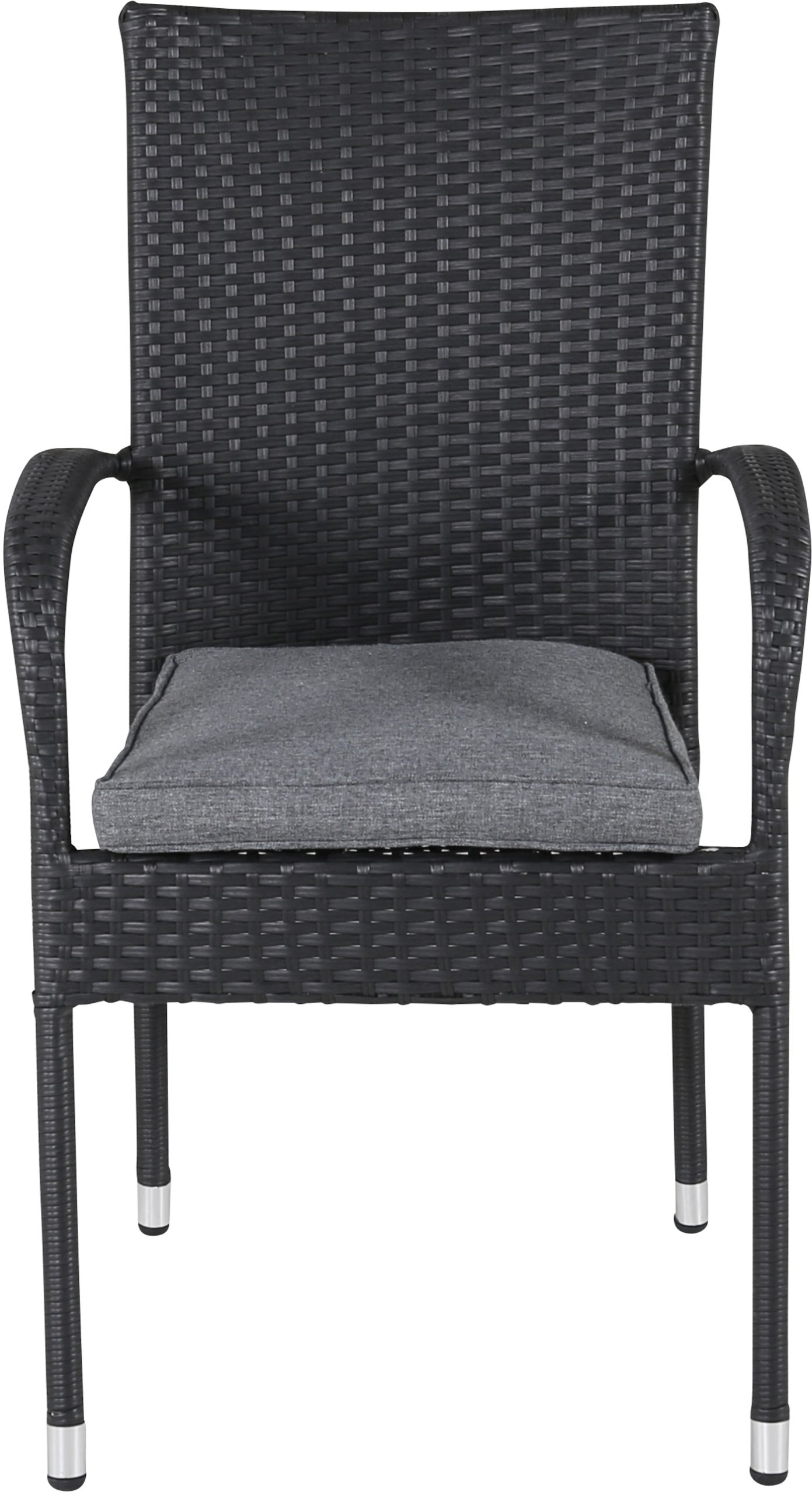 På billedet ser du Anna, Udendørs stabelbar stol, rattan fra brandet Venture Design i en størrelse H: 95 cm. x B: 55 cm. x D: 64 cm. i farven Sort