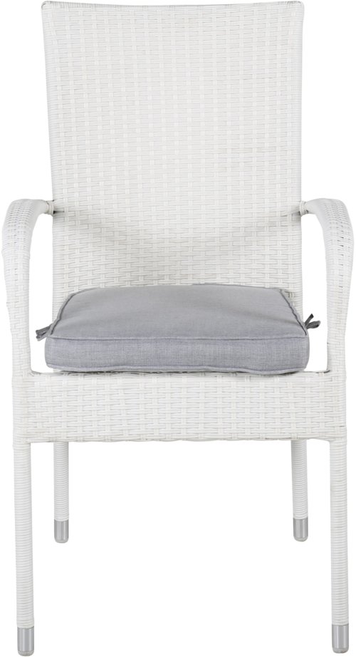 På billedet ser du variationen Anna, Udendørs stabelbar stol, rattan fra brandet Venture Design i en størrelse H: 95 cm. x B: 55 cm. x D: 64 cm. i farven Hvid