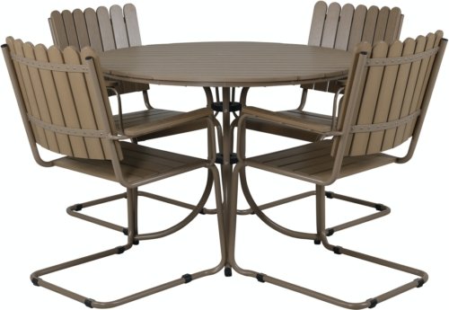 På billedet ser du variationen Holmsund, Udendørs spisebordssæt fra brandet Venture Design i en størrelse D: 103 cm. x H: 76 cm. i farven Beige