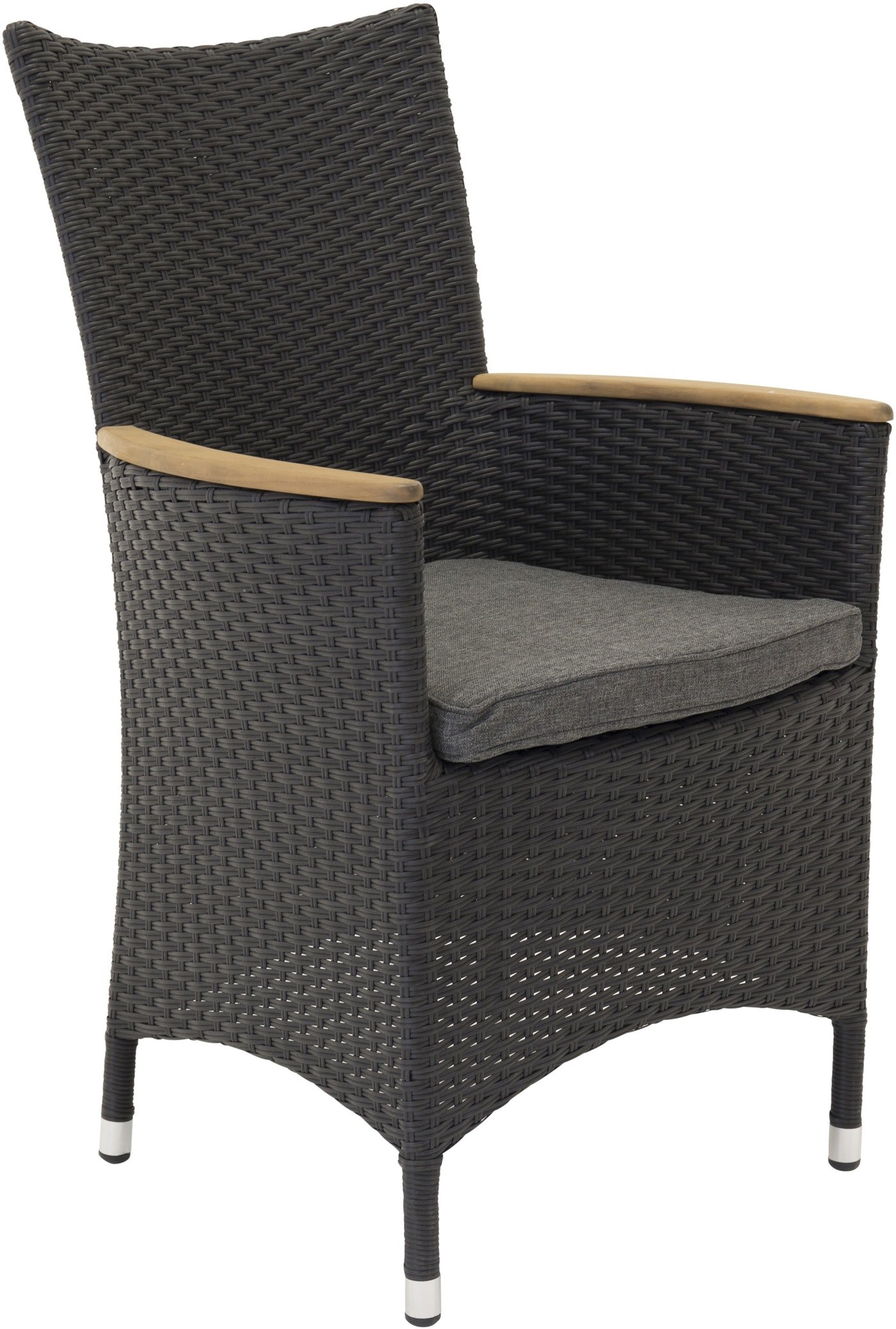 På billedet ser du Malin, Udendørs stol med armlæn fra brandet Venture Design i en størrelse H: 97 cm. x B: 59 cm. x D: 65 cm. i farven Sort/Natur