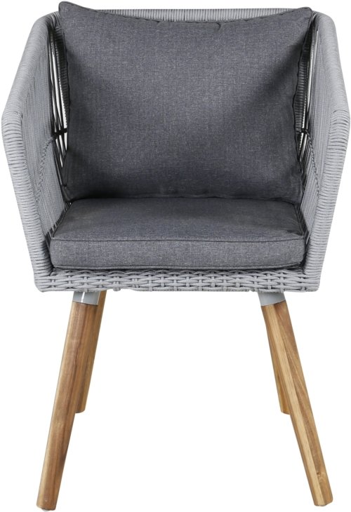 På billedet ser du variationen Chania, Udendørs stol med armlæn, stål fra brandet Venture Design i en størrelse H: 87 cm. x B: 61 cm. x L: 63 cm. i farven Grå