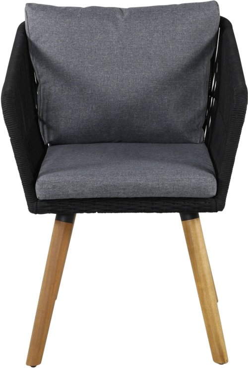 På billedet ser du variationen Chania, Udendørs stol med armlæn, stål fra brandet Venture Design i en størrelse H: 87 cm. x B: 61 cm. x L: 63 cm. i farven Sort