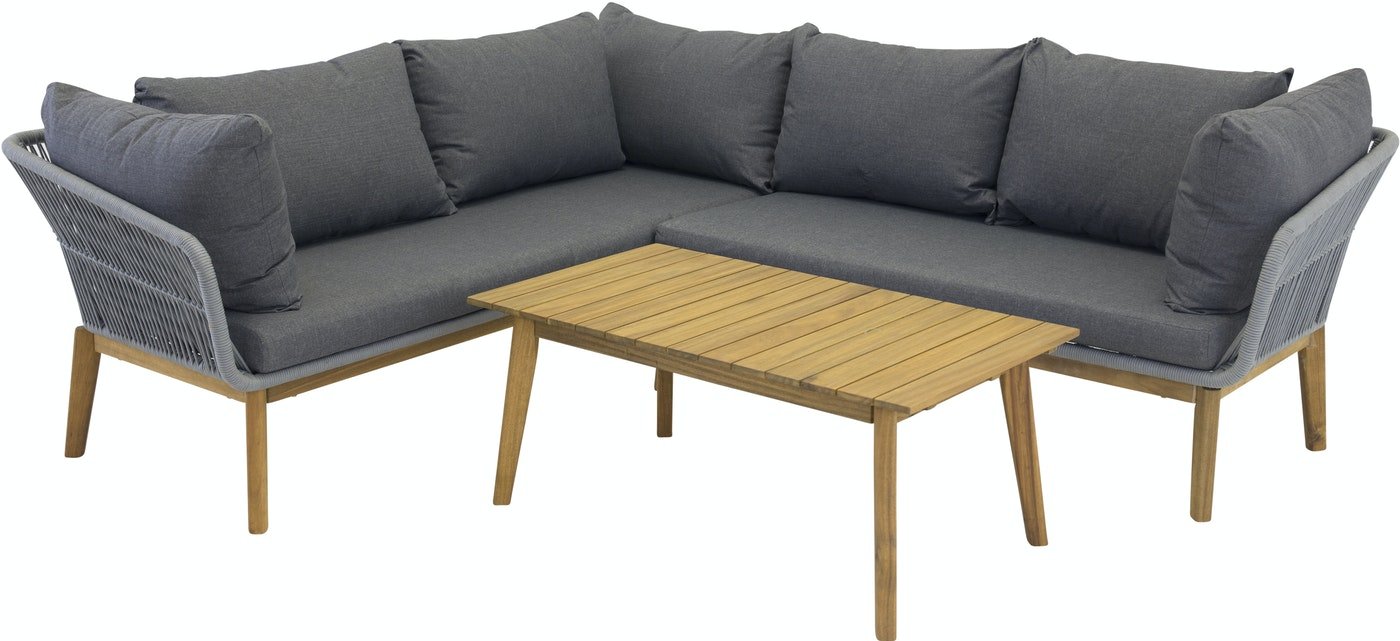 På billedet ser du Chania, Udendørs sofasæt, akacietræ fra brandet Venture Design i en størrelse H: 45 cm. x B: 60 cm. x L: 110 cm. i farven Grå