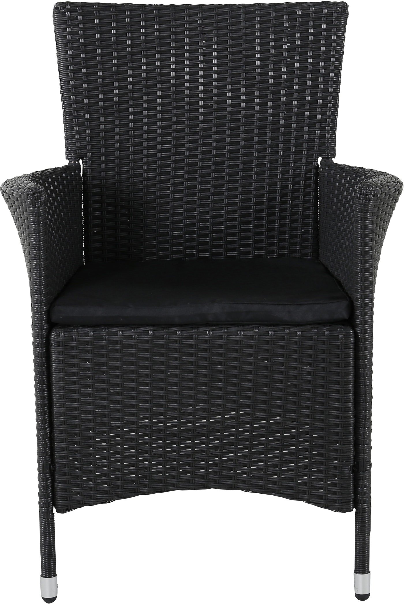 På billedet ser du Knick, Udendørs stol med armlæn, stål fra brandet Venture Design i en størrelse H: 86,5 cm. x B: 61 cm. x L: 59 cm. i farven Sort