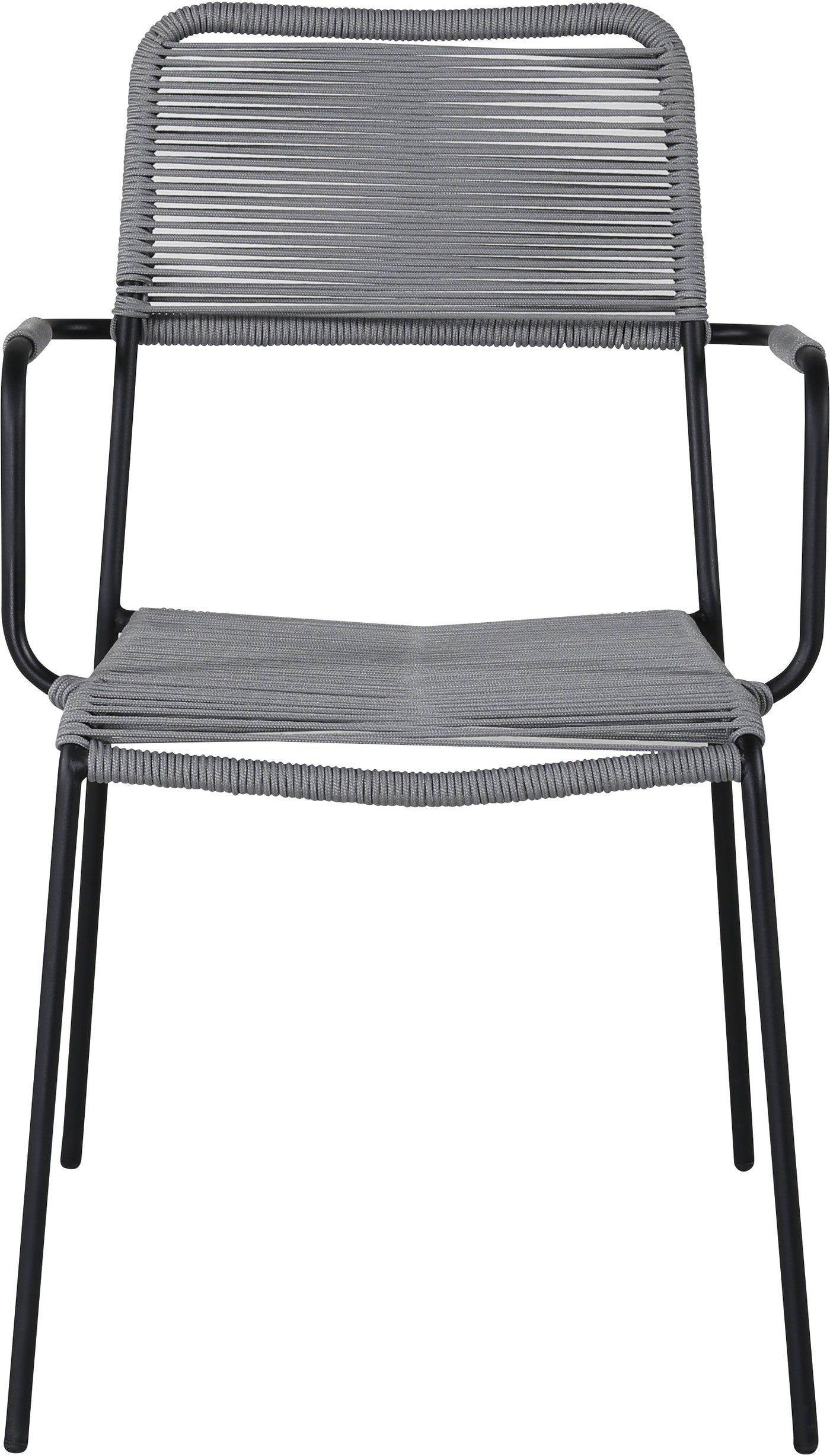 På billedet ser du Lindos, Udendørs spisebordsstol med armlæn, stål fra brandet Venture Design i en størrelse H: 85 cm. x B: 55 cm. x L: 66 cm. i farven Sort/Grå