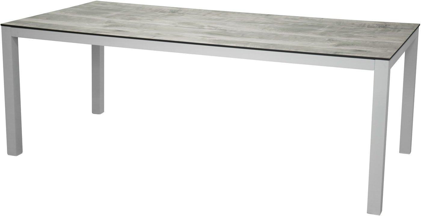 På billedet ser du Llama, Udendørs spisebord, aluminium fra brandet Venture Design i en størrelse H: 75 cm. x B: 100 cm. x L: 205 cm. i farven Hvid/Grå