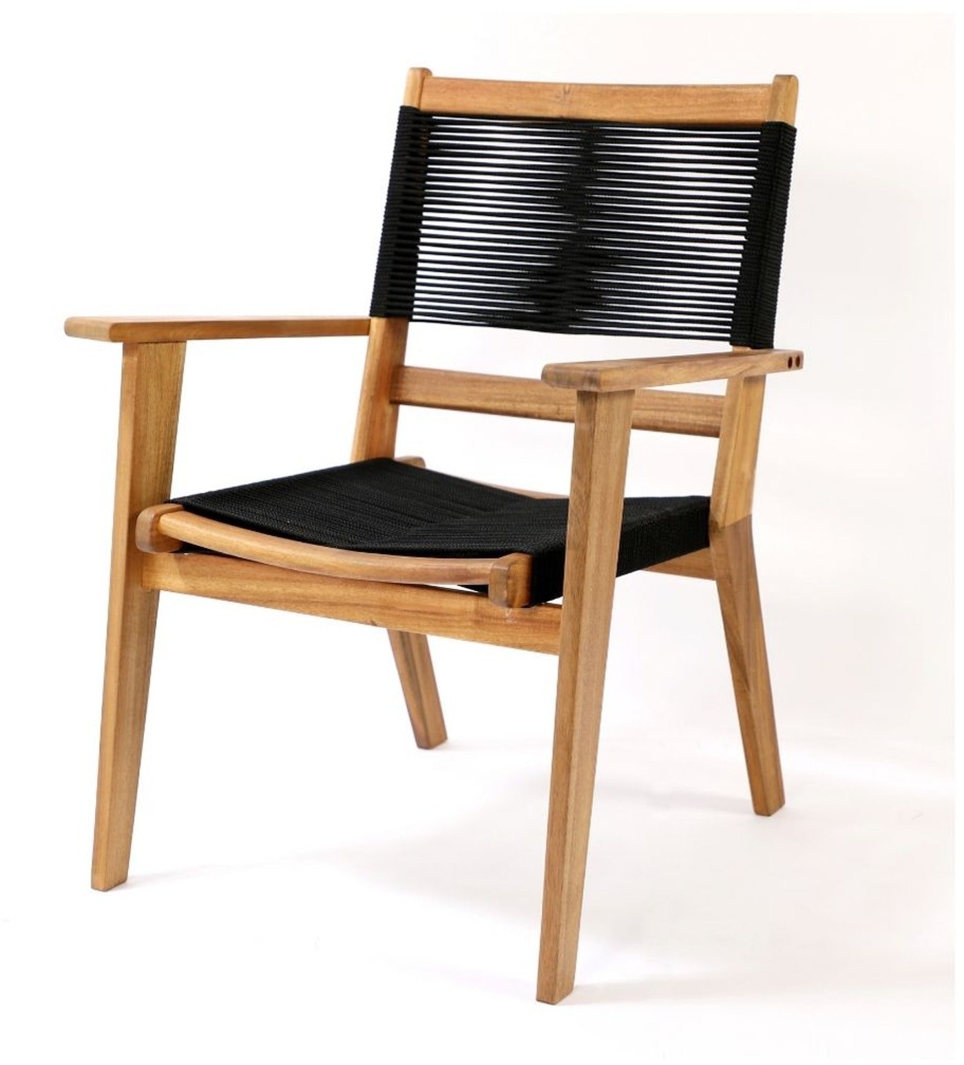 På billedet ser du Peter, Udendørs stabelbar stol, akacietræ fra brandet Venture Design i en størrelse H: 90 cm. x B: 65,5 cm. x L: 65,5 cm. i farven Sort