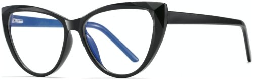 På billedet ser du variationen Cat-Eye bluelight briller til kvinder, Flash fra brandet Kaleu i en størrelse H: 5,4 cm. x B: 1,6 cm. x L: 14,7 cm. i farven Sort