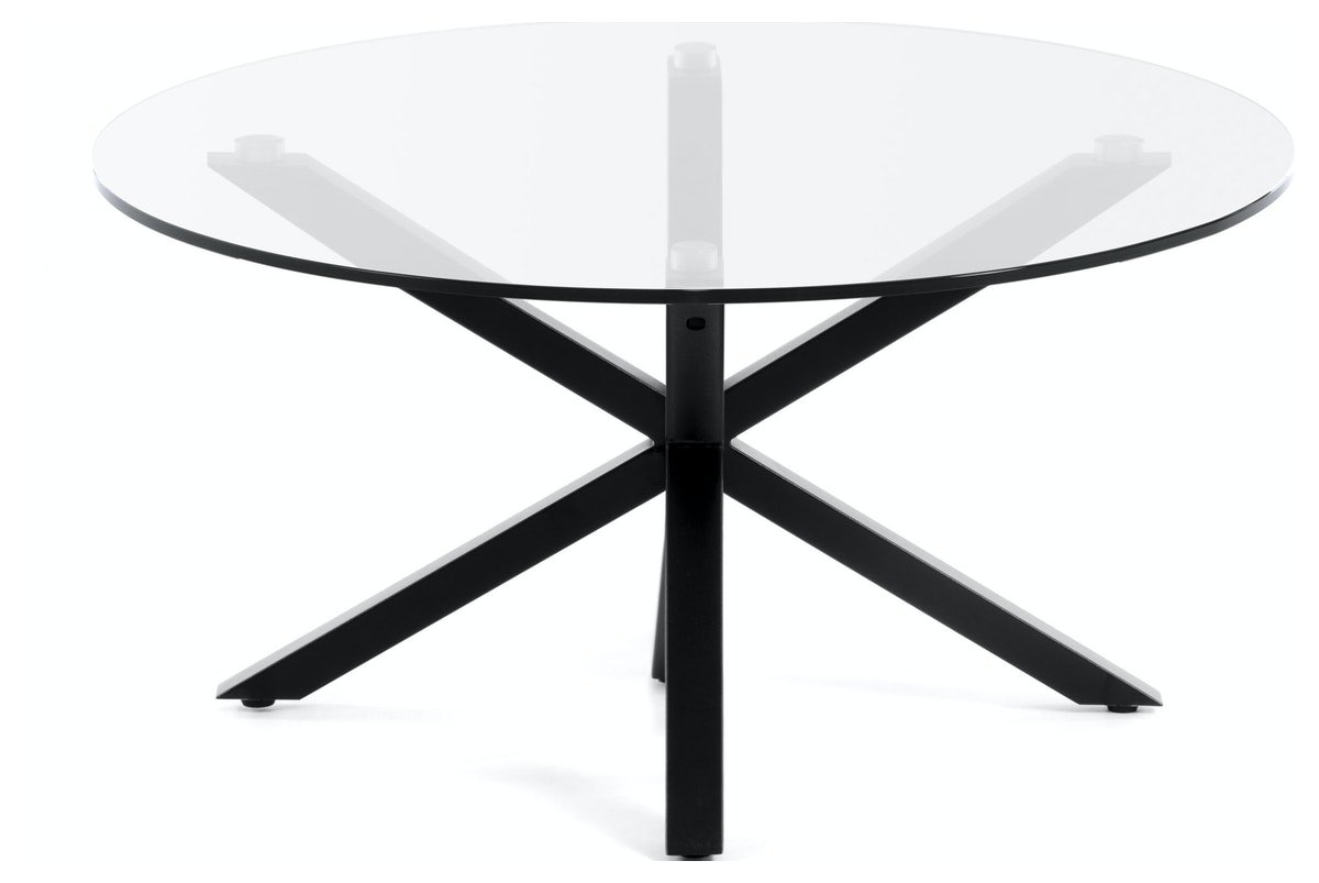 På billedet ser du variationen Argo, Kaffebord, rundt med glas bordeplade fra brandet LaForma i en størrelse H: 40 cm. B: 82 cm. L: 82 cm. i farven Klar/Sort
