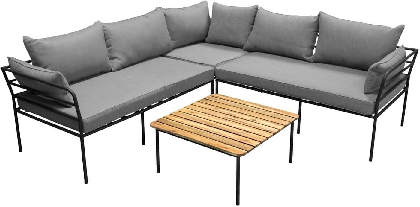 På billedet ser du Penh, Udendørs sofasæt, akacietræ fra brandet Venture Design i en størrelse H: 33 cm. x B: 66 cm. x L: 66 cm. i farven Sort