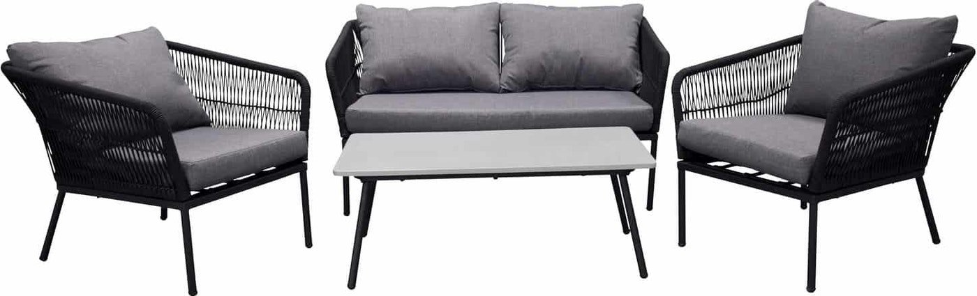 På billedet ser du Lindos, Udendørs sofasæt fra brandet Venture Design i en størrelse H: 41 cm. x B: 55 cm. x L: 100 cm. i farven Sort/Grå