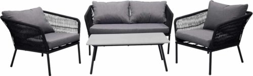 På billedet ser du variationen Lindos, Udendørs sofasæt fra brandet Venture Design i en størrelse H: 41 cm. x B: 55 cm. x L: 100 cm. i farven Sort/Grå