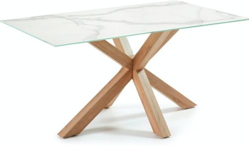 På billedet ser du variationen Argo, Spisebord med krydsstel, Porcelæn bordplade fra brandet LaForma i en størrelse H: 75 cm. B: 160 cm. L: 90 cm. i farven Hvid/Natur