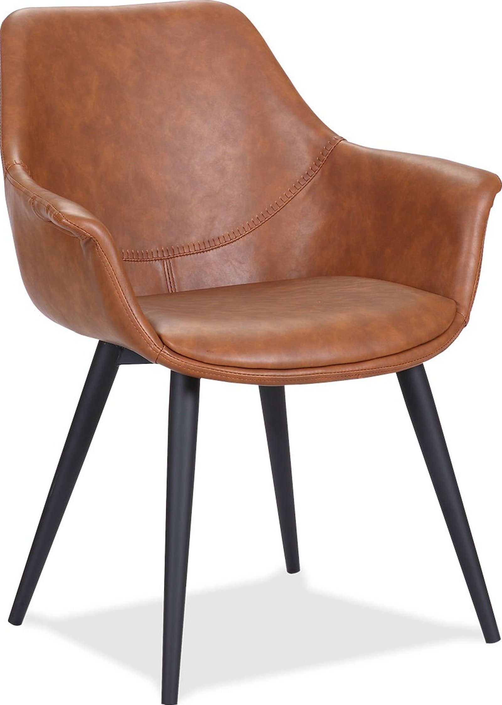 På billedet ser du variationen Signe, Spisebordsstol med armlæn, Kunstlæder fra brandet House of Sander i en størrelse H: 82 cm. B: 68 cm. L: 62 cm. i farven Cognac