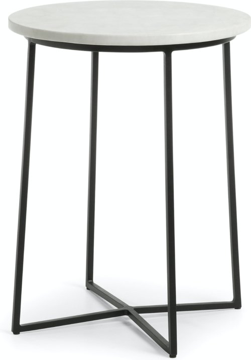 På billedet ser du variationen Bryson b, Sidebord, moderne, nordisk, metal fra brandet LaForma i en størrelse H: 53 cm. B: 41 cm. L: 41 cm. i farven Grå/Sort