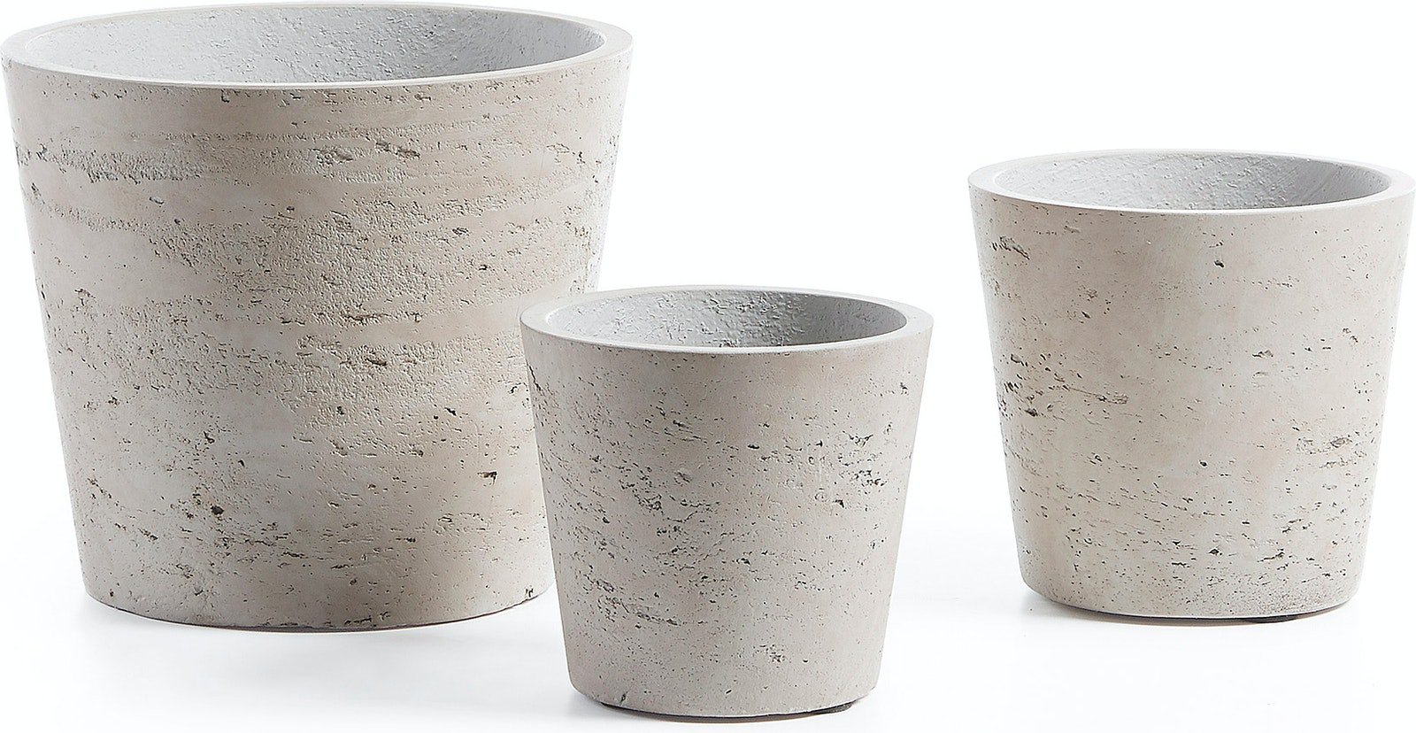 Low, Plantepotte, sæt med 3, moderne, nordisk, cement by LaForma (H: 20 cm. B: 23.5 cm. L: 23.5 cm., Beige)
