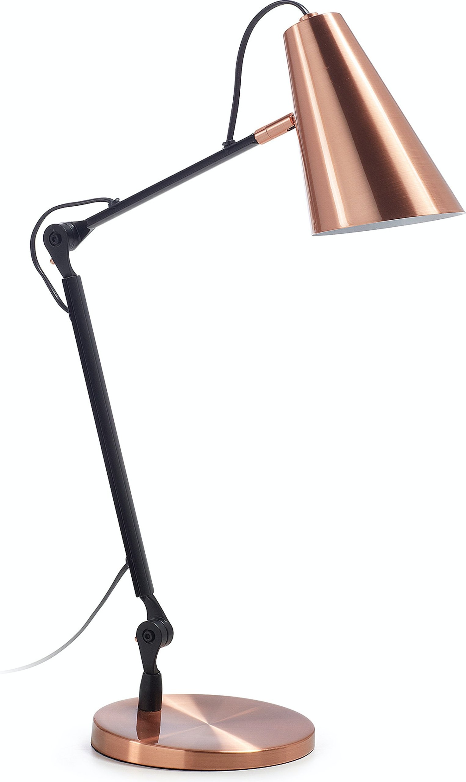 På billedet ser du Ambit, Bordlampe, vintage, nordisk, metal fra brandet LaForma i en størrelse H: 45 cm. B: 36 cm. L: 18 cm. i farven Kobber/Sort