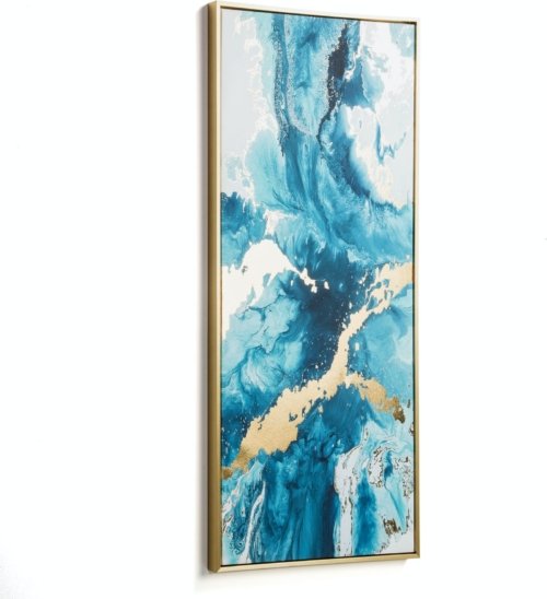 På billedet ser du variationen Cavour, Vægkunst i ramme, moderne fra brandet LaForma i en størrelse H: 120 cm. B: 50 cm. L: 4.3 cm. i farven Blå/Guld