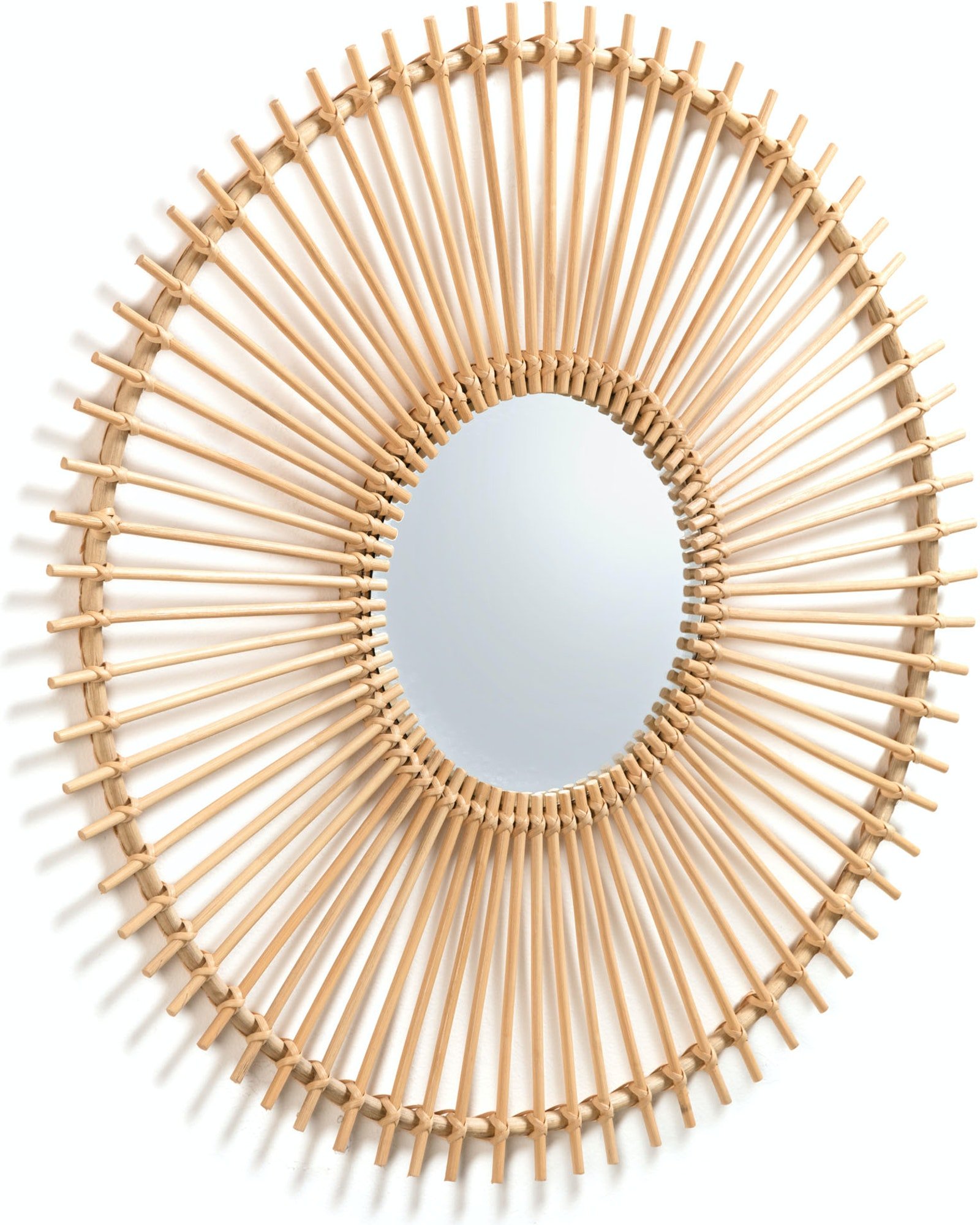 Billede af LAFORMA rund Louisa vægspejl - spejlglas og natur rattan, håndlavet (Ø81)