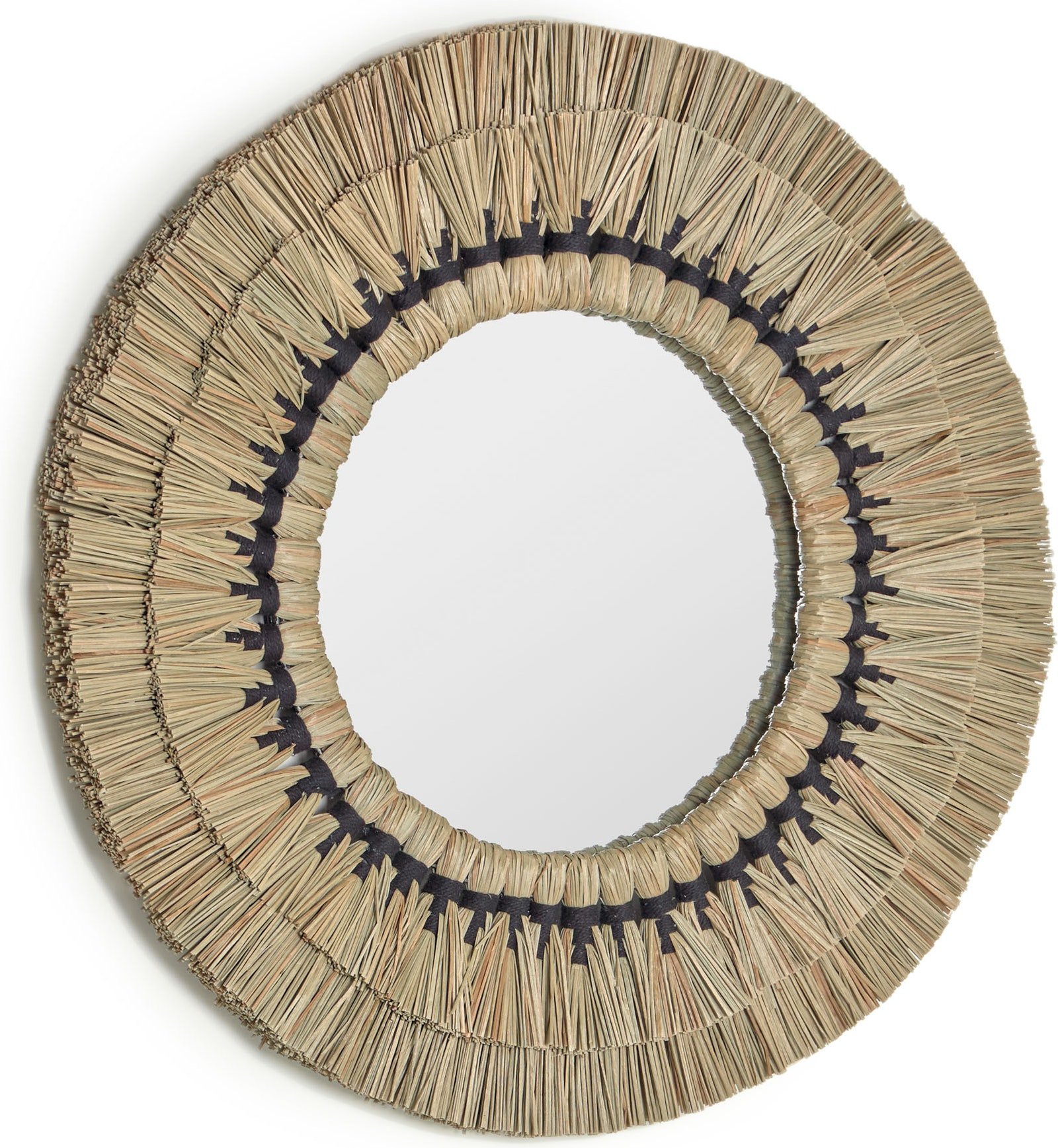 Akila, Vægspejl, kolonial, rustik, naturlige fibre by LaForma (H: 60 cm. B: 60 cm. L: 5 cm., Natur)