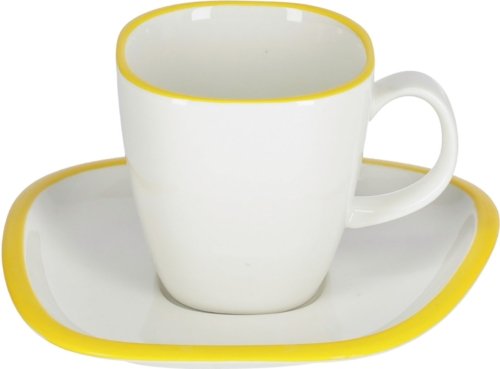 På billedet ser du variationen Odalin, Espresso kop, moderne, nordisk, keramisk fra brandet LaForma i en størrelse H: 8 cm. B: 16.5 cm. L: 16.5 cm. i farven Gul/Hvid