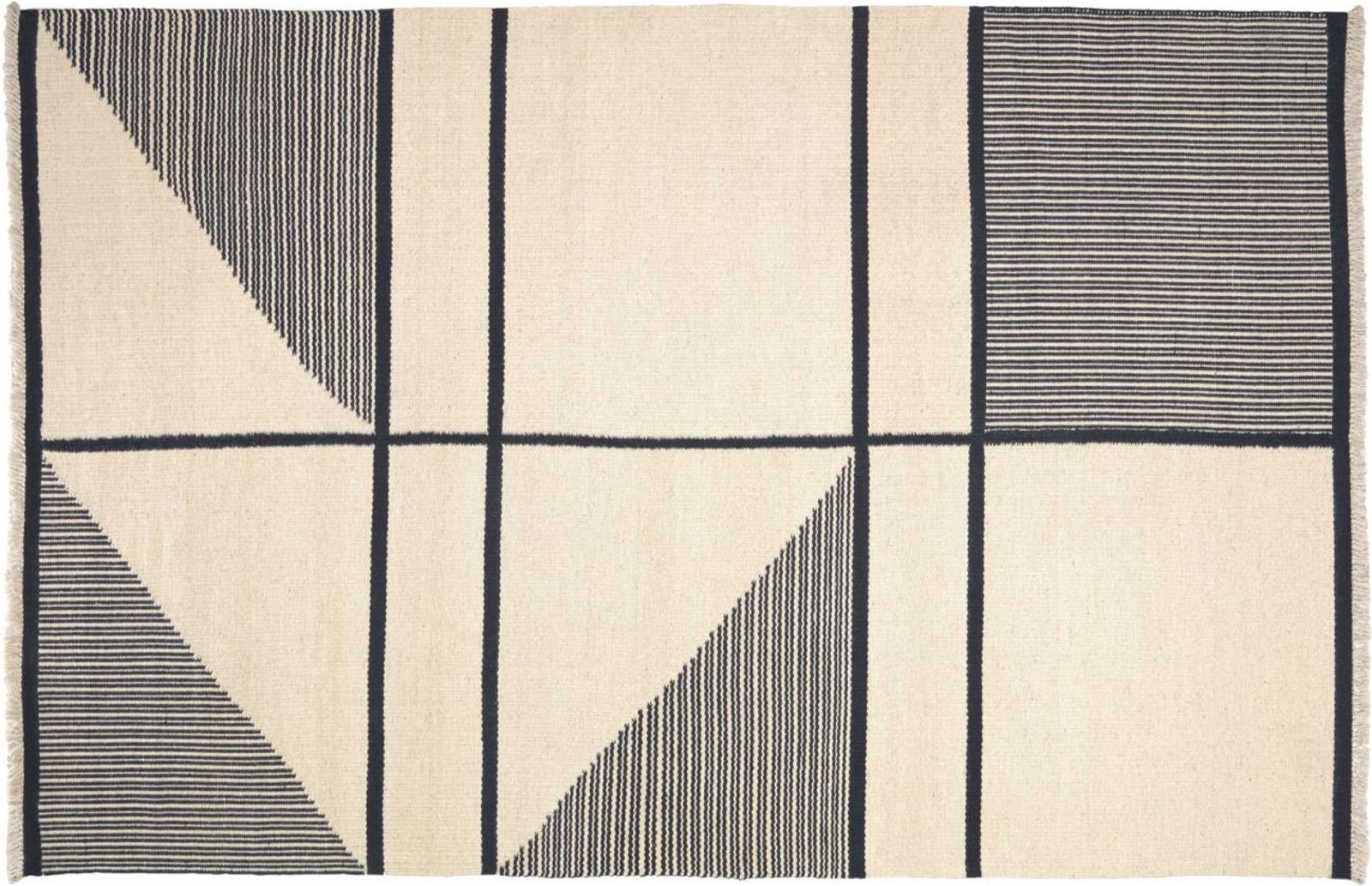5: Bernardine, Tæppe, nordisk, moderne, stof by LaForma (H: 1 cm. B: 160 cm. L: 230 cm., Beige/sort)
