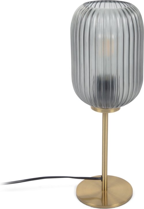 På billedet ser du variationen Hestia, Bordlampe, glas fra brandet LaForma i en størrelse H: 40 cm. B: 14 cm. L: 14 cm. i farven Guld/Klar