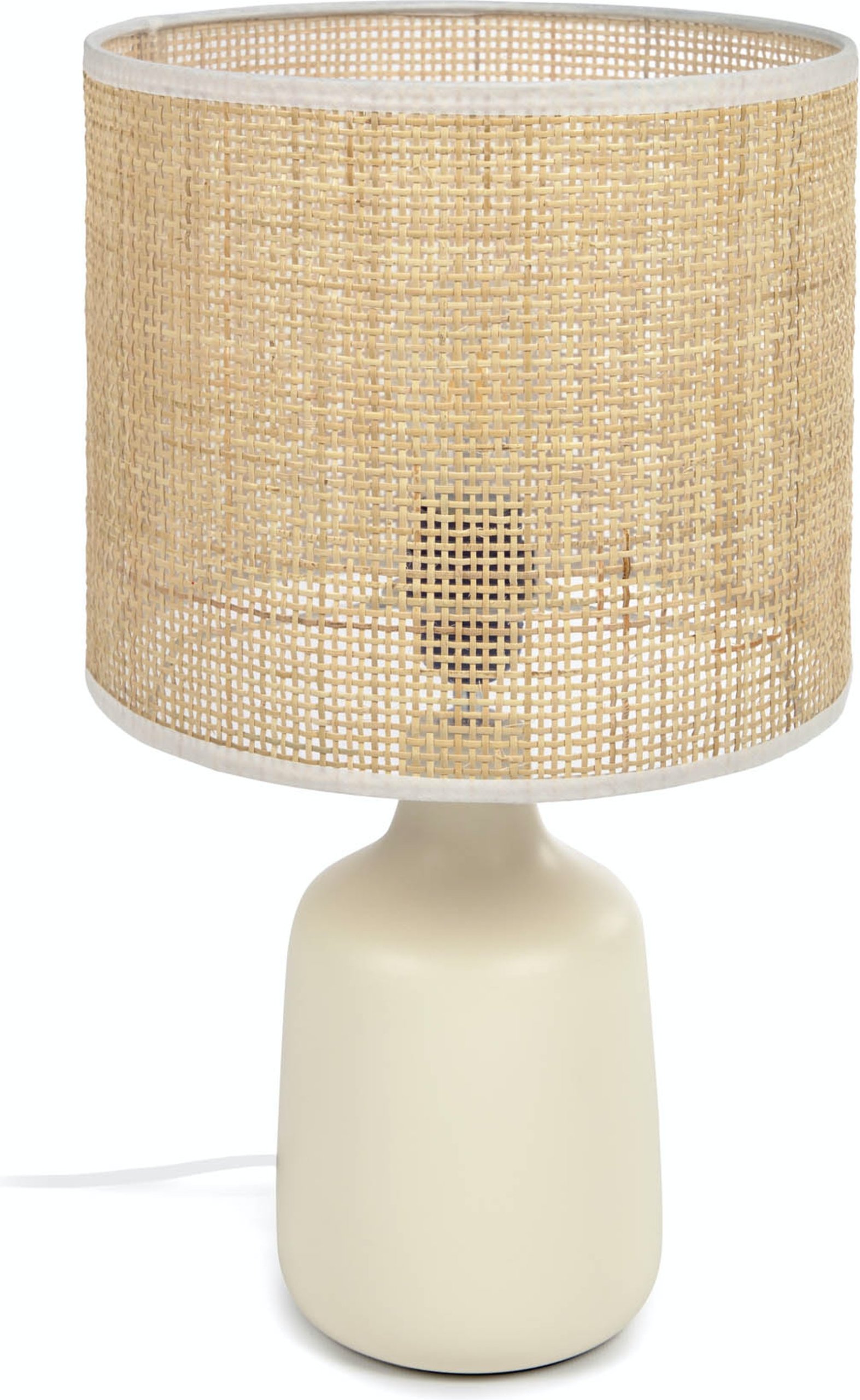LAFORMA Erna bordlampe i hvid keramik og bambus med naturlig finish