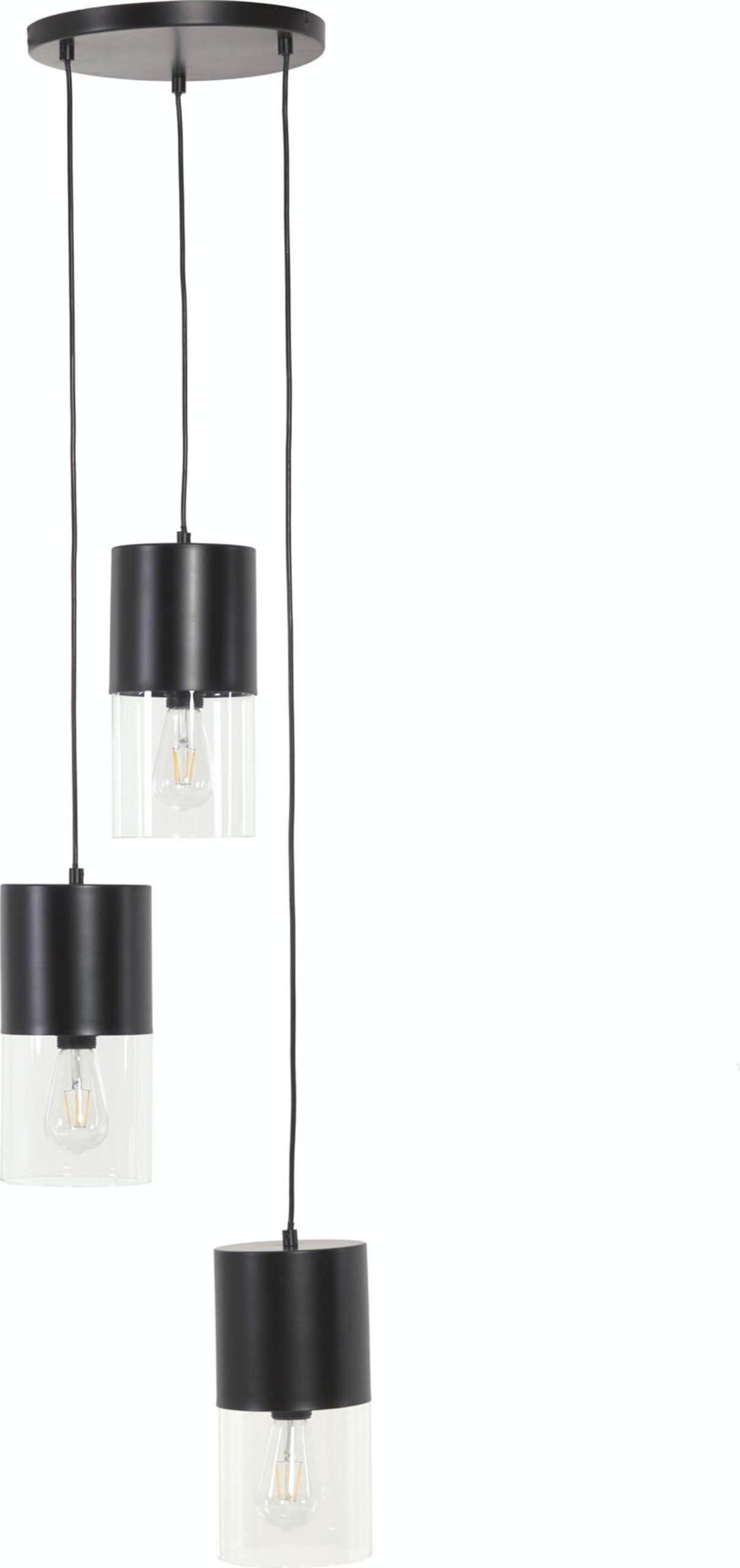 Flexa, Loftlampe, moderne, nordisk, glas by Kave Home (H: 150 cm. B: 30 cm. L: 30 cm., Klar/Sort)