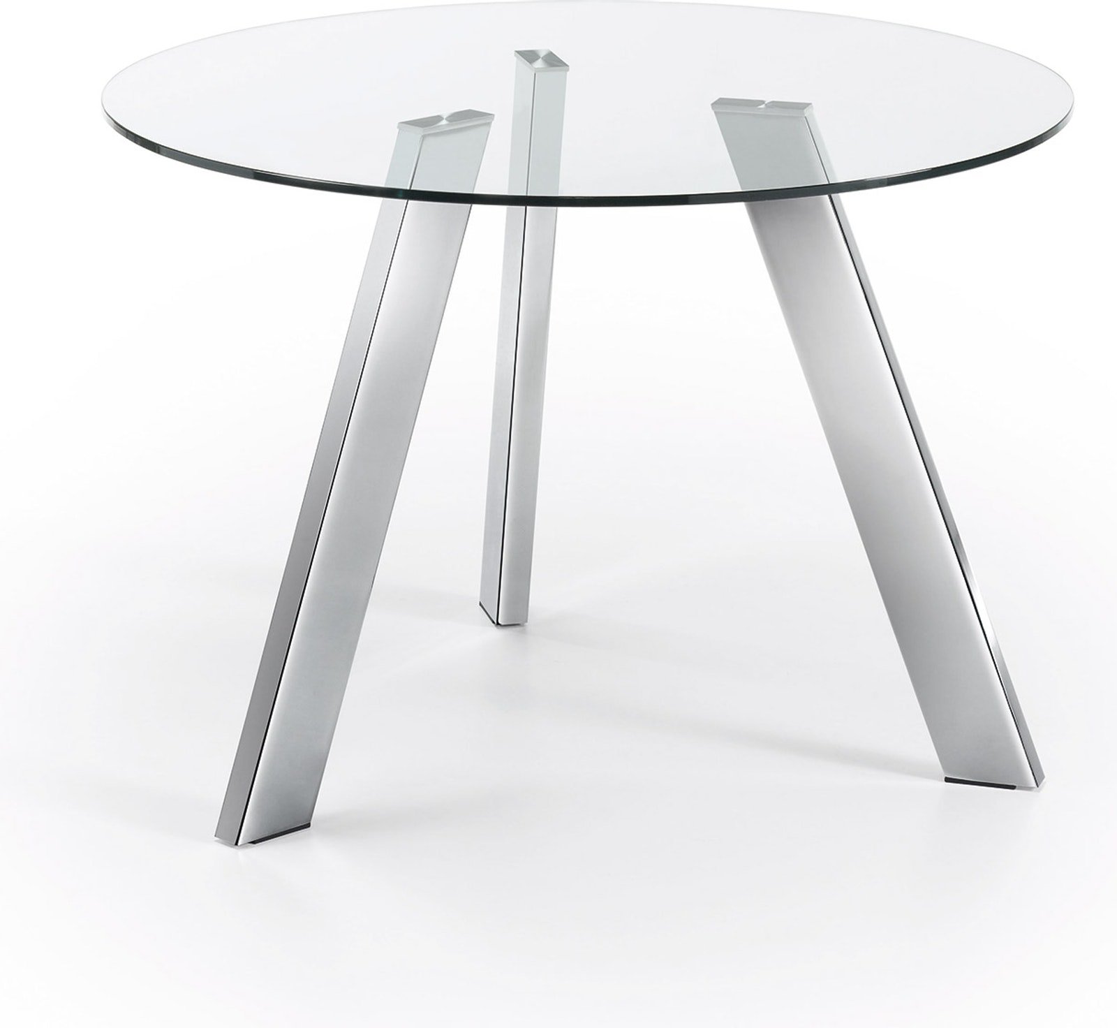 Carib, Spisebord, moderne, glas by Kave Home (H: 75 cm. B: 110 cm. L: 110 cm., Klar/Sølv)