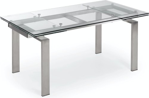 På billedet ser du variationen Nara, Udtrækkeligt spisebord, moderne, glas fra brandet LaForma i en størrelse H: 75 cm. B: 160 cm. L: 85 cm. i farven Klar/Sølv