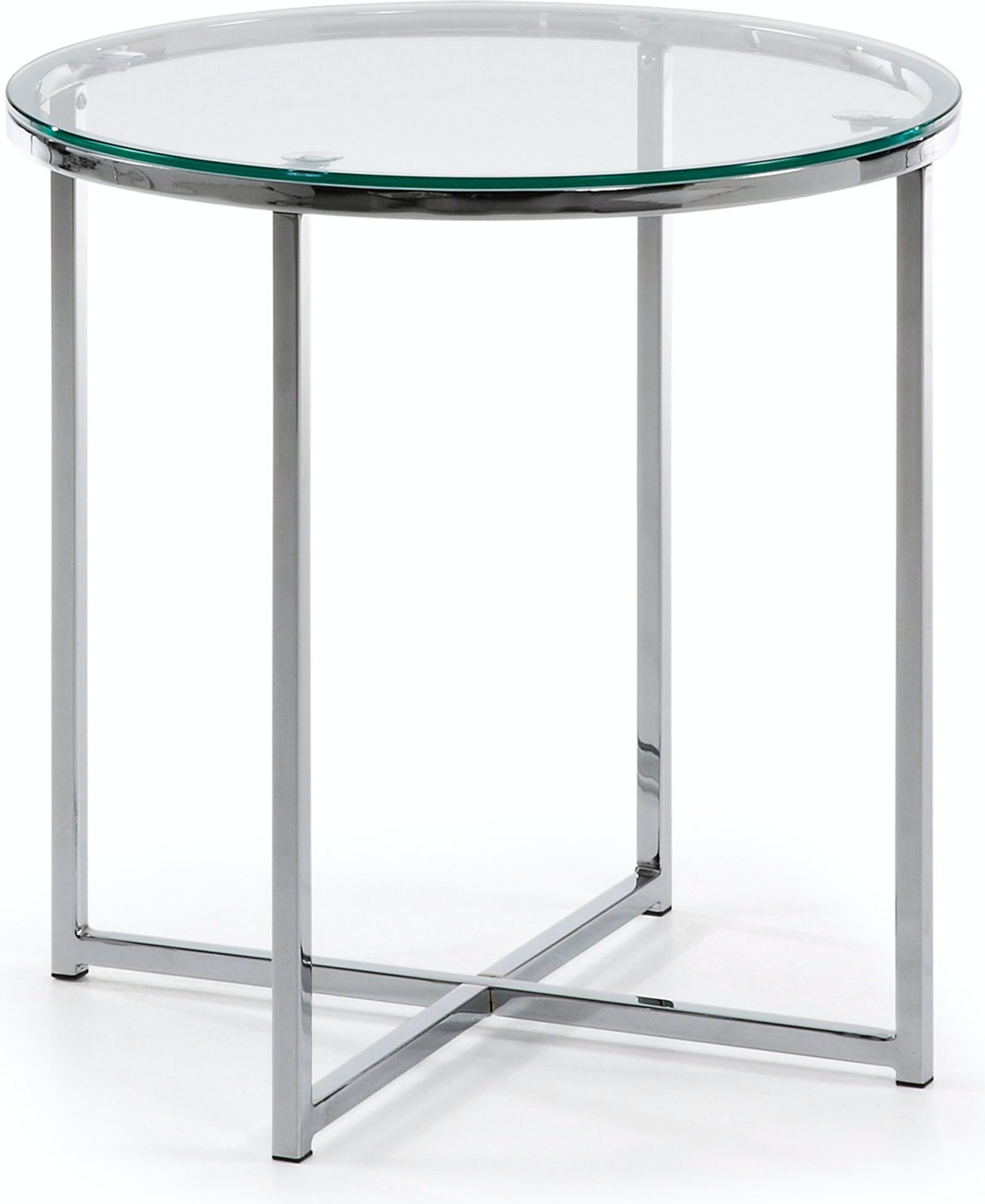 På billedet ser du Divid, Sidebord, moderne, glas fra brandet LaForma i en størrelse H: 49.5 cm. B: 50 cm. L: 50 cm. i farven Sølv/Klar