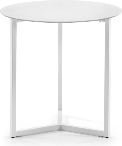 På billedet ser du variationen Raeam, Sidebord, moderne, glas fra brandet LaForma i en størrelse H: 50 cm. B: 50 cm. L: 50 cm. i farven Hvid