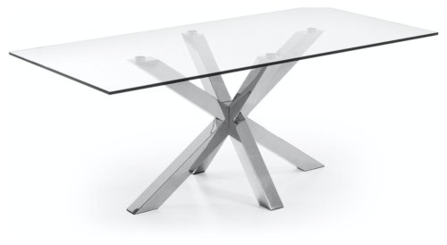På billedet ser du variationen Argo, Spisebord, firkantet med glas bordplade fra brandet LaForma i en størrelse H: 75 cm. B: 200 cm. L: 100 cm. i farven Klar/Sølv