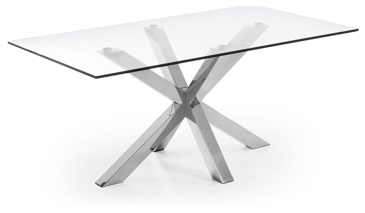 På billedet ser du Argo, Spisebord, firkantet med glas bordplade fra brandet LaForma i en størrelse H: 75 cm. B: 180 cm. L: 100 cm. i farven Klar/Sølv