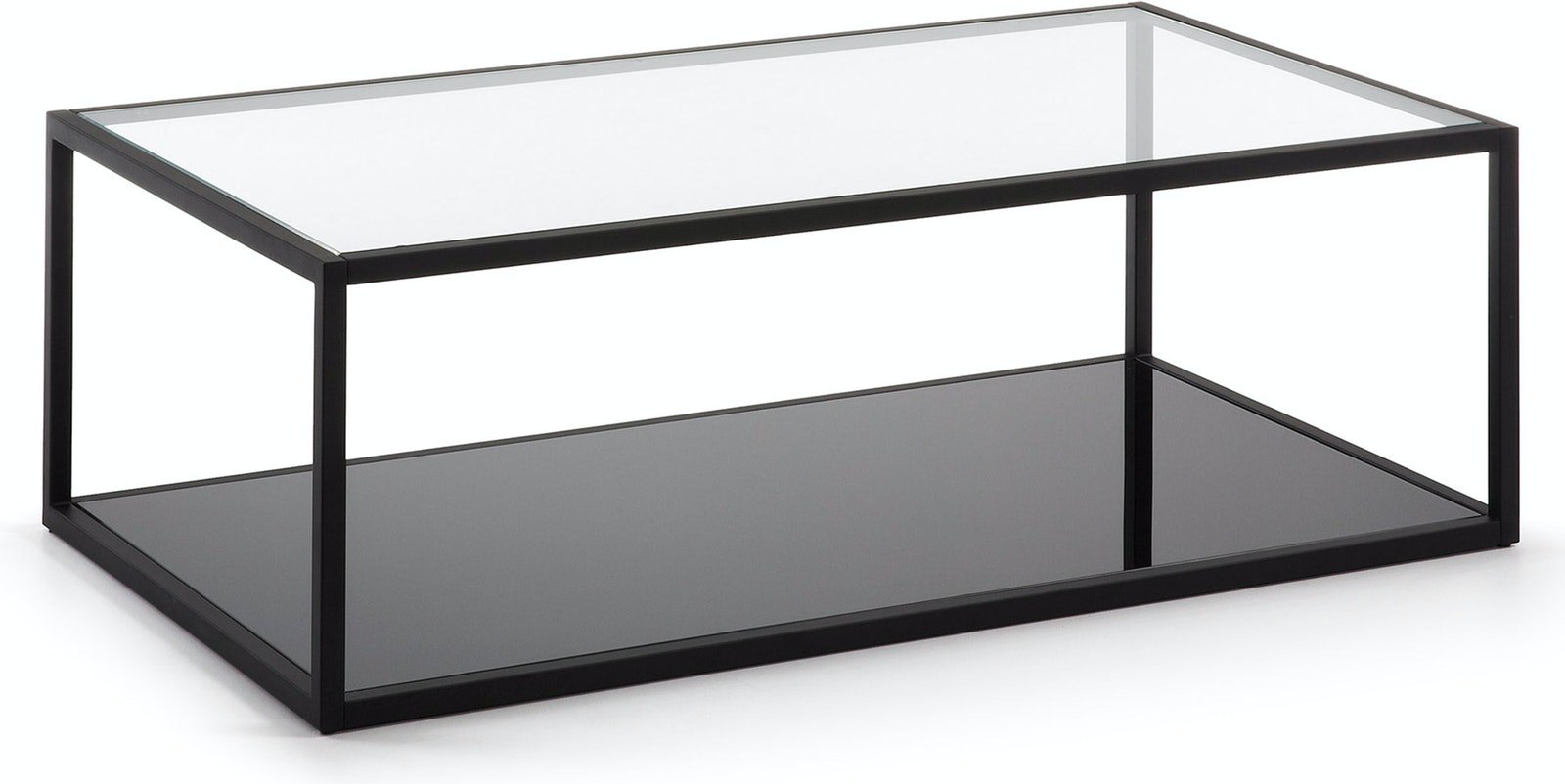 Blackhill, Kaffebord, moderne, glas by LaForma (H: 35 cm. B: 110 cm. L: 60 cm., Sort/klar)