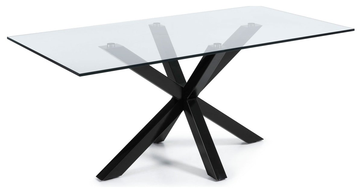 På billedet ser du variationen Argo, Spisebord, firkantet med glas bordplade fra brandet LaForma i en størrelse H: 75 cm. B: 200 cm. L: 100 cm. i farven Klar/Sort