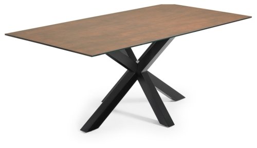 På billedet ser du variationen Argo, Spisebord med krydsstel, Porcelæn bordplade fra brandet LaForma i en størrelse H: 75 cm. B: 200 cm. L: 100 cm. i farven Brun/Sort