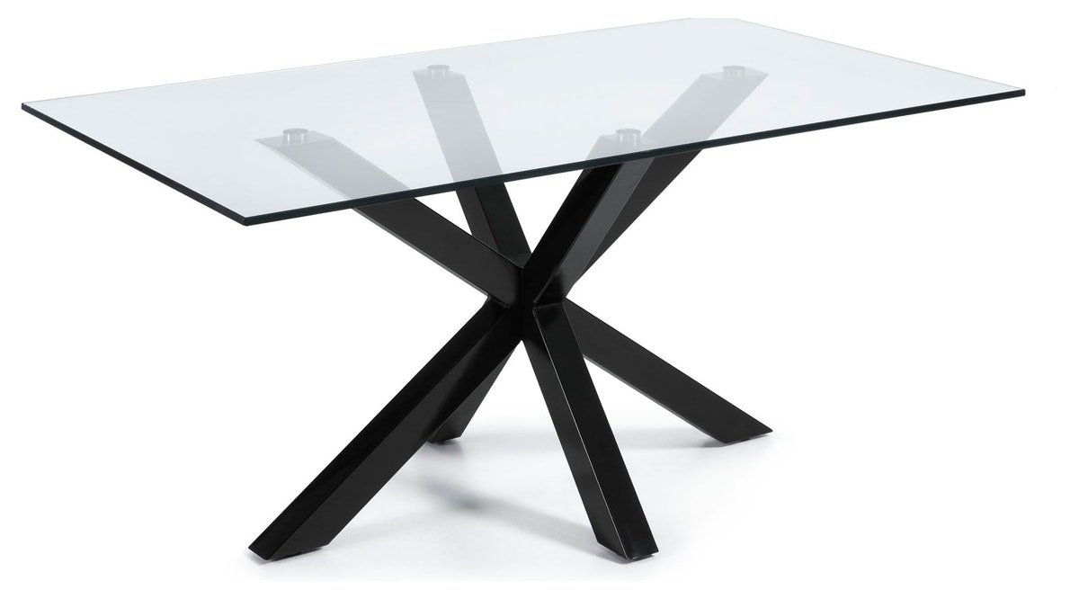 På billedet ser du variationen Argo, Spisebord, firkantet med glas bordplade fra brandet LaForma i en størrelse H: 75 cm. B: 180 cm. L: 100 cm. i farven Klar/Sort