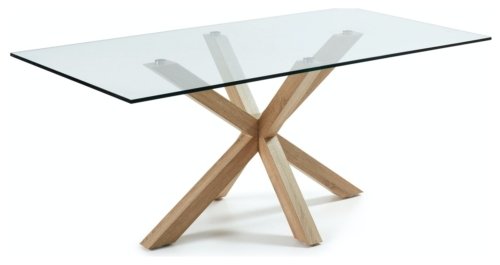 På billedet ser du variationen Argo, Spisebord, firkantet med glas bordplade fra brandet LaForma i en størrelse H: 75 cm. B: 200 cm. L: 100 cm. i farven Klar/Natur